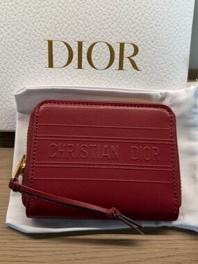 DIOR VIP Gift Red Zipper Card Wallet Limited Edition